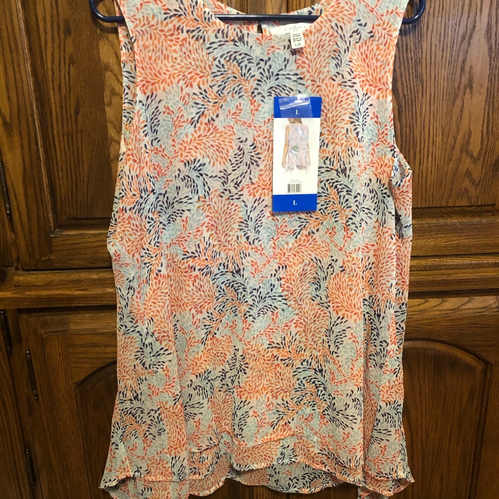Ruffled Tank Top: Color- Multi Splash - Picture 2 of 4